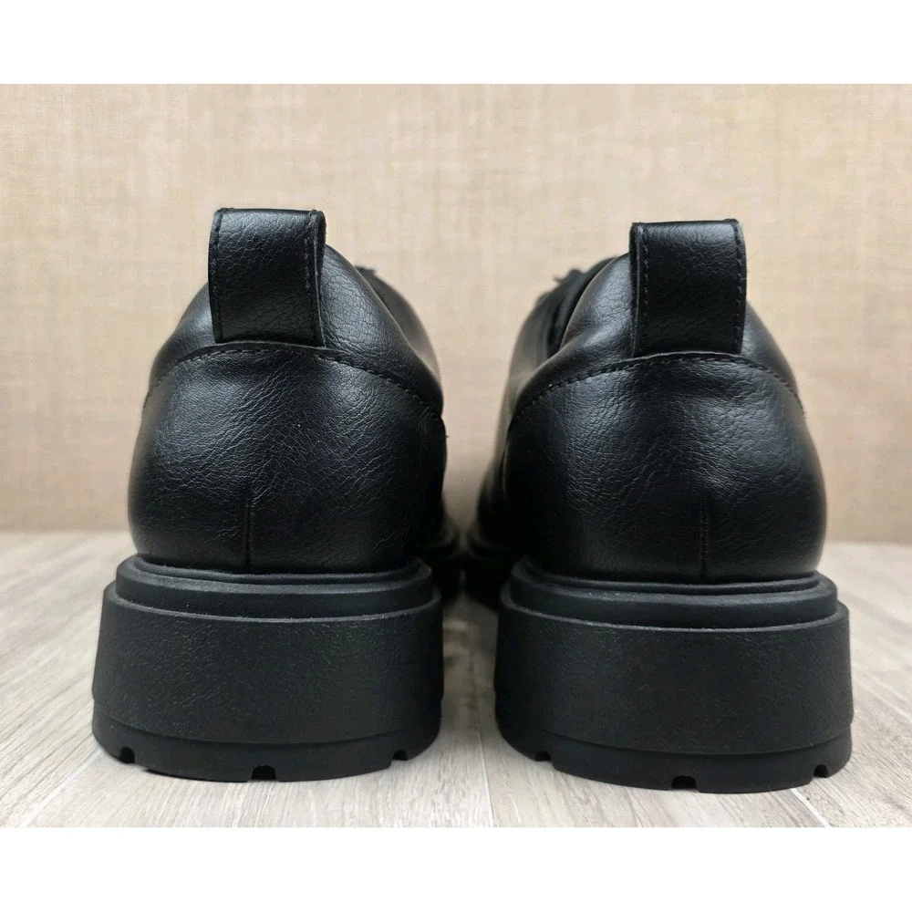 Zara Black Leather Chunky Platform Loafers Lace Up Lug Soles Mens EU 44 US  11